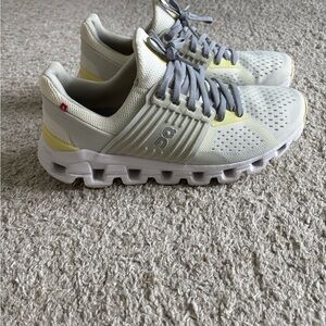 ON Running Cloud Sneakers in Gray and Yellow